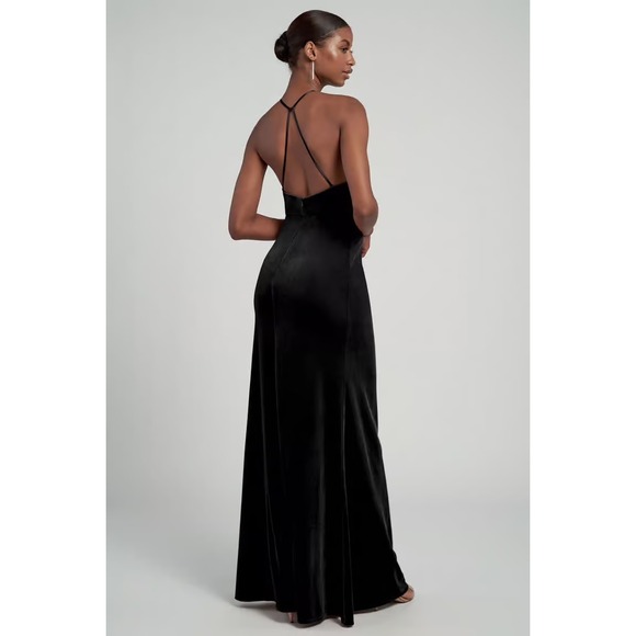 Jenny Yoo Bailey Velvet Halter Formal Dress‎ Whosper Blue Size 10 - Picture 7 of 7